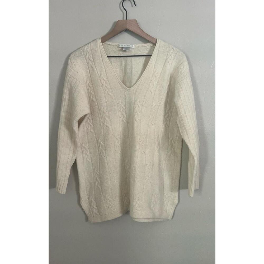 The Limited Vintage Lambswool Angora Rabbit Hair Sweater Cable‎ Knit Large